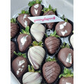 20pcs Black & White Marble with Silver Leaf Chocolate Strawberries Gift Box